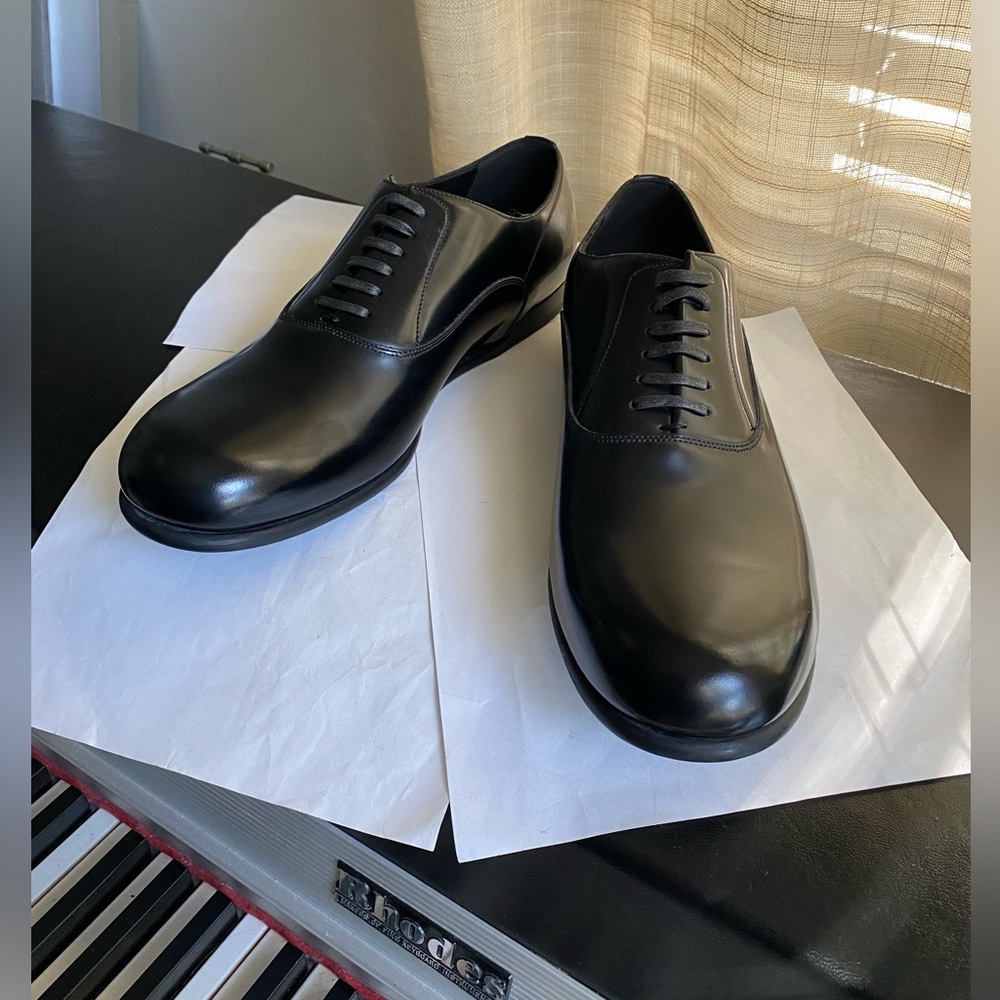 Dolce & Gabbana Black Leather Men's Dress Shoes laced oxfords 7 loafers derby’s - Picture 2 of 9